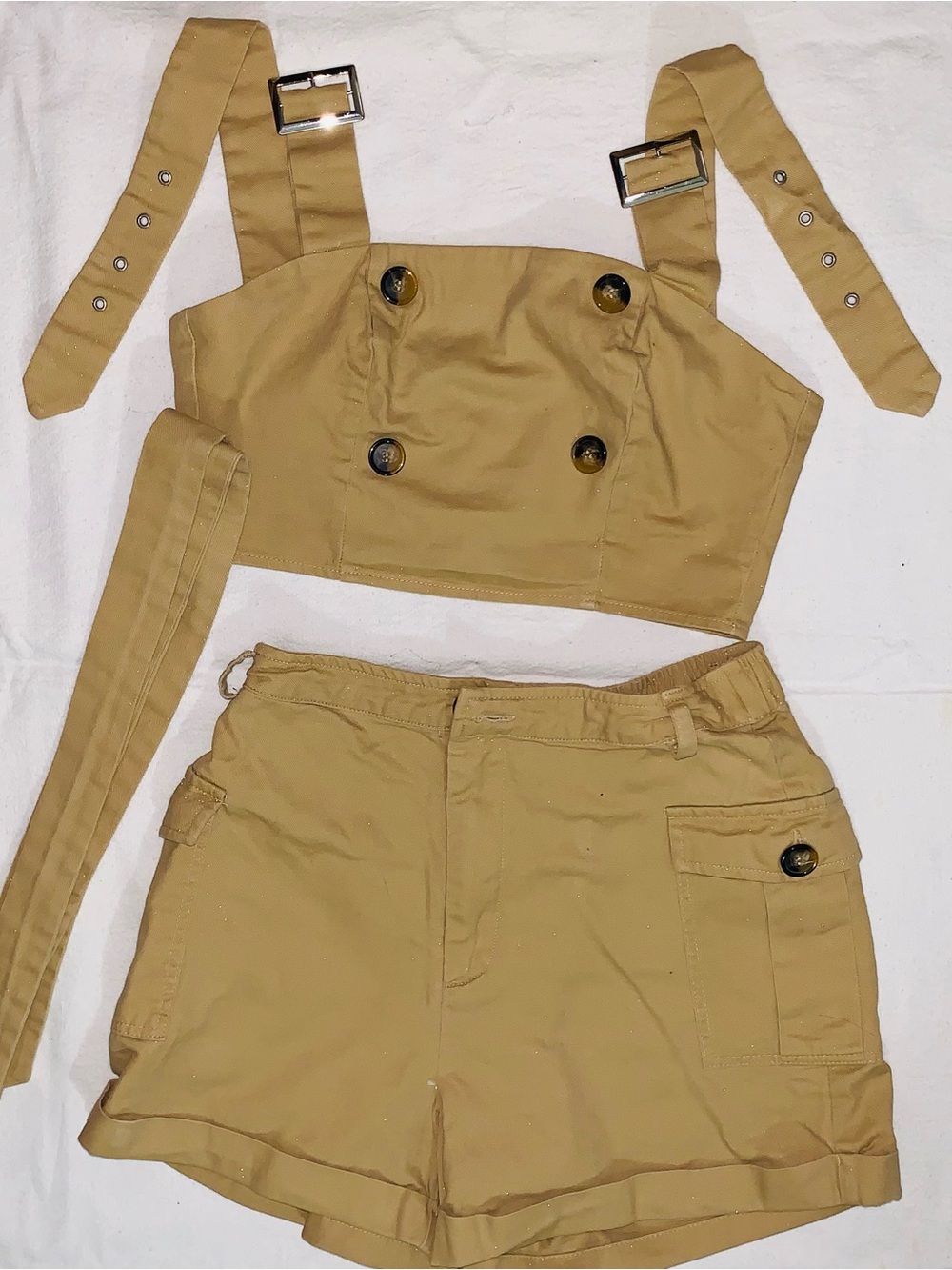 Blue Blush 2 piece Safari inspired shorts set